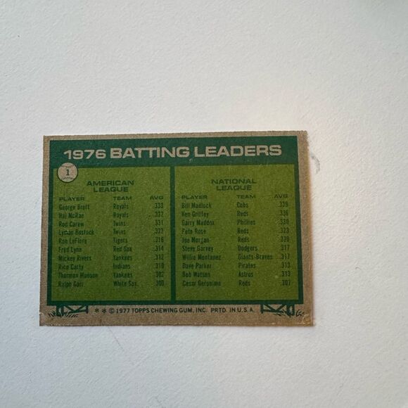 Topps 1976 Batting Leaders Trading Card George Brett/Bill Madlock - Picture 3 of 3